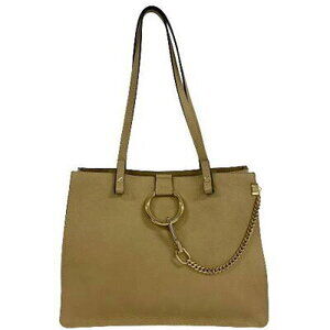Chloe Faye Tote Bag Shoulder Handbag Beige Leather
